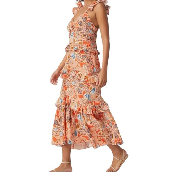 Misa Floral Maci Dress In Tangerine Flora Large New Retails $402 - Picture 7 of 7